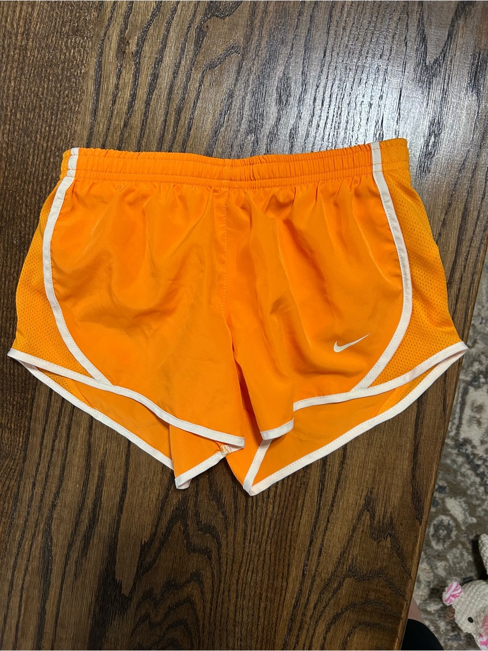 Nike Youth Girls Bright Orange Athletic Running Shorts with White Trim